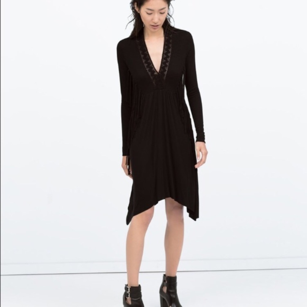 Zara Collection Boho Black Dress